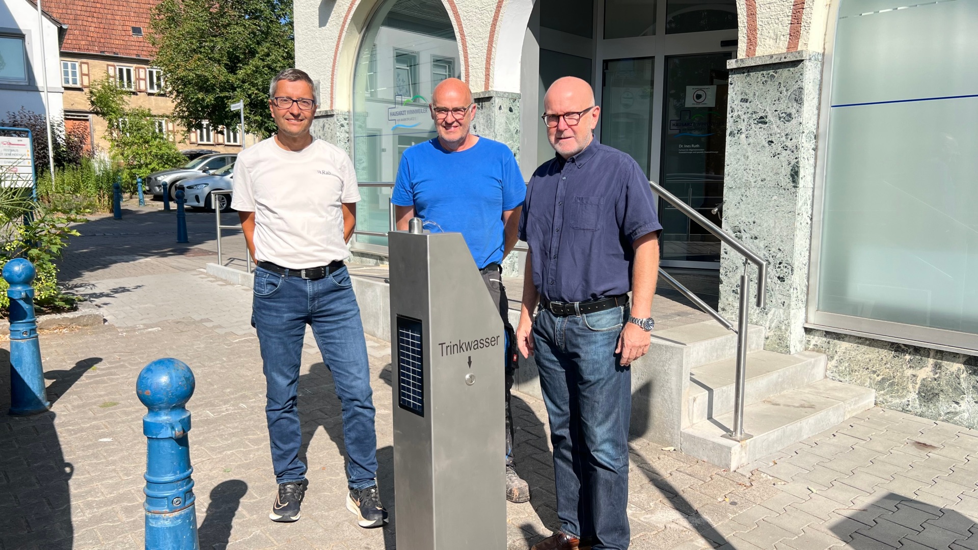 Roland Schreiber, Head of the Building Department, with municipal worker Reinhard Bohn and Mayor Rudolf Jacob Roland Schreiber, Head of the Building Department, with municipal worker Reinhard Bohn and Mayor Rudolf Jacob
